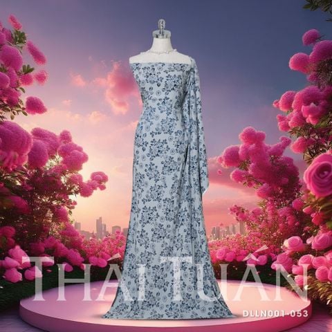 Vải Gấm Nàng Hoa Màu Xám Xanh Khổ 1m15 x 2m5 DLLN001053