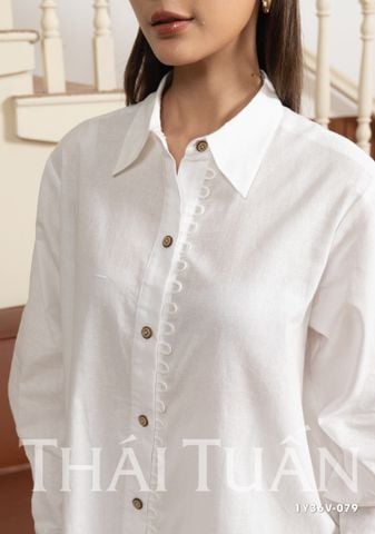 Đồ Bộ Dài Cổ Sơmi Vải Trơn Cách Điệu 1Y36V079