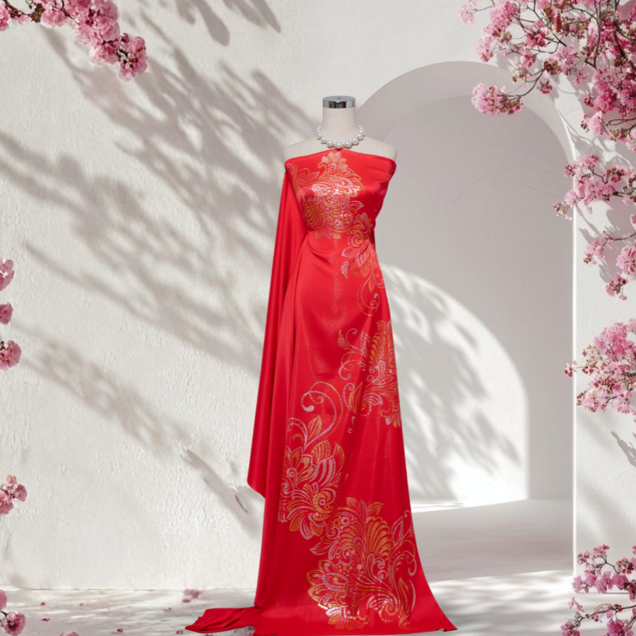 Vải Gấm Cát Tường Cao Cấp Chuyên Biệt Màu Đỏ Tươi Khổ 1m50x2m3 DSRL001041