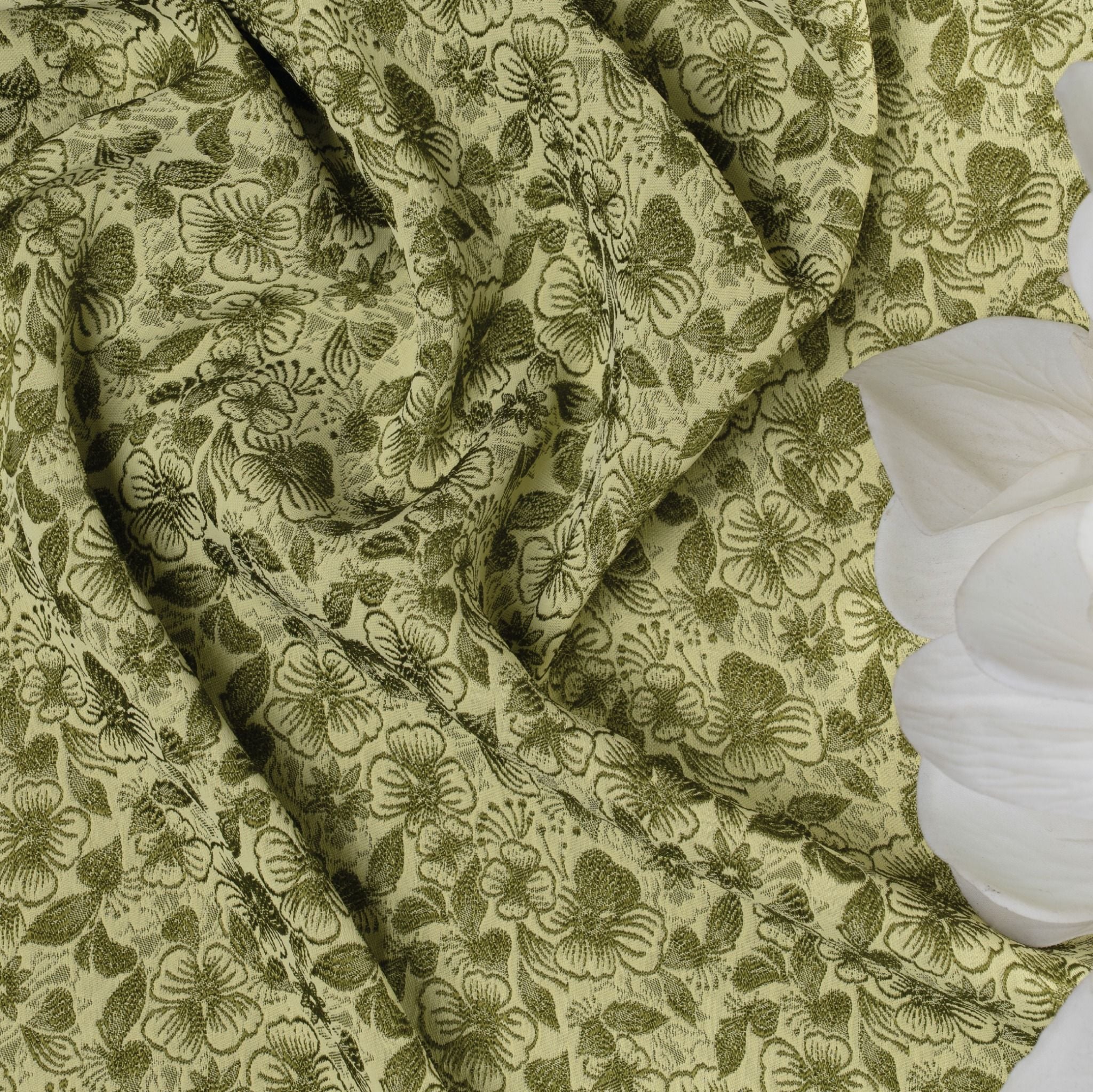 Vải Gấm Hồng Mai Màu Lá Khổ 1m15 x 2m5 DVLN010044