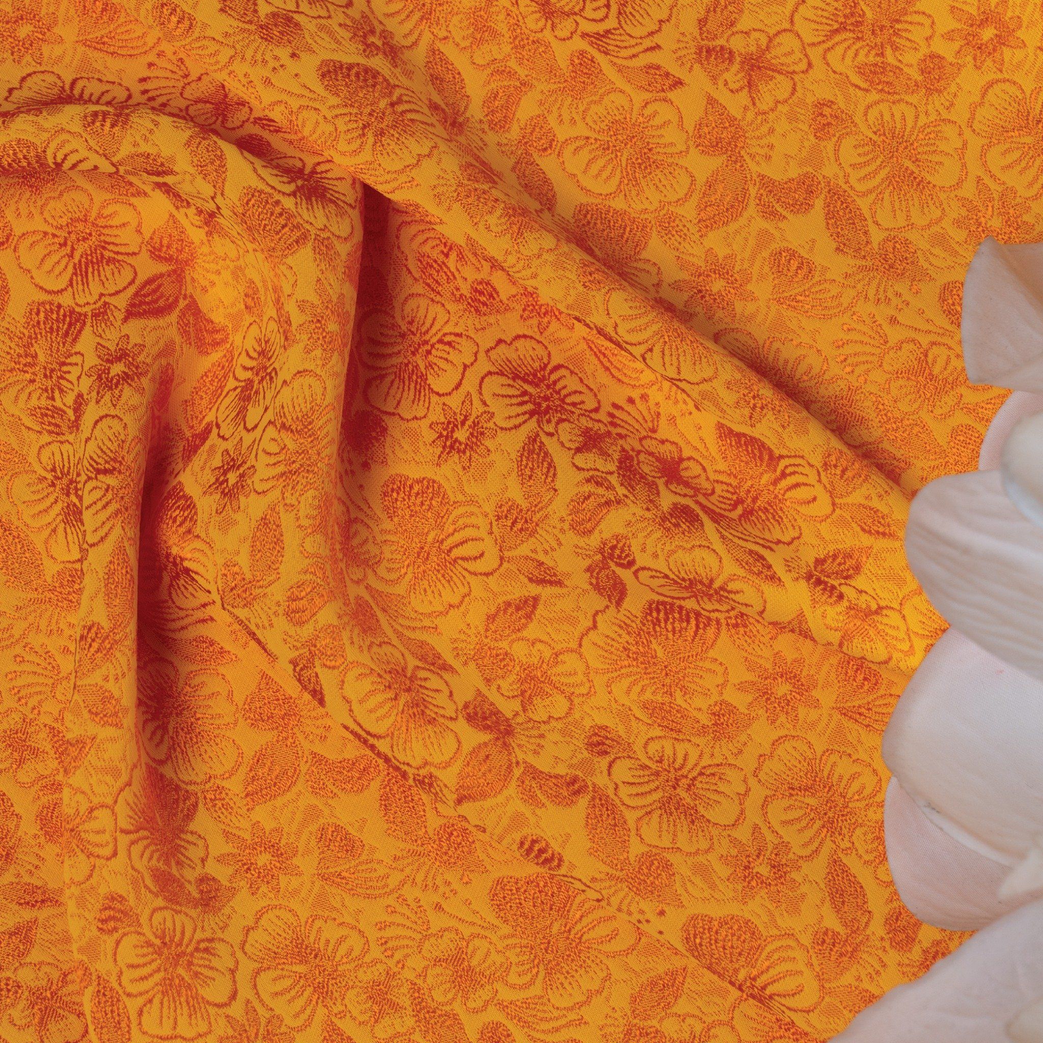 Vải Gấm Hồng Mai Màu Cam Khổ 1m15 x 2m5 DVLN010239