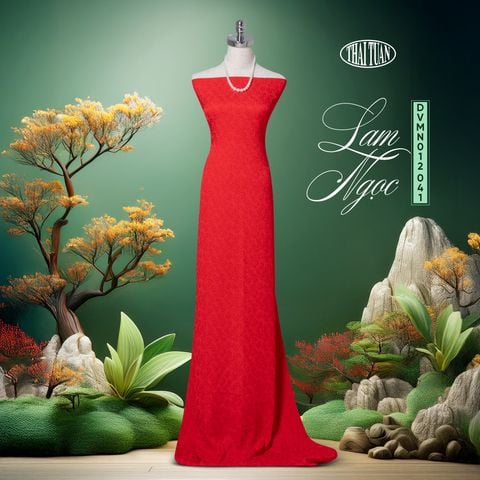 Vải Gấm Lam Ngọc Màu Đỏ Khổ 1m15 x 3m DVMN012041