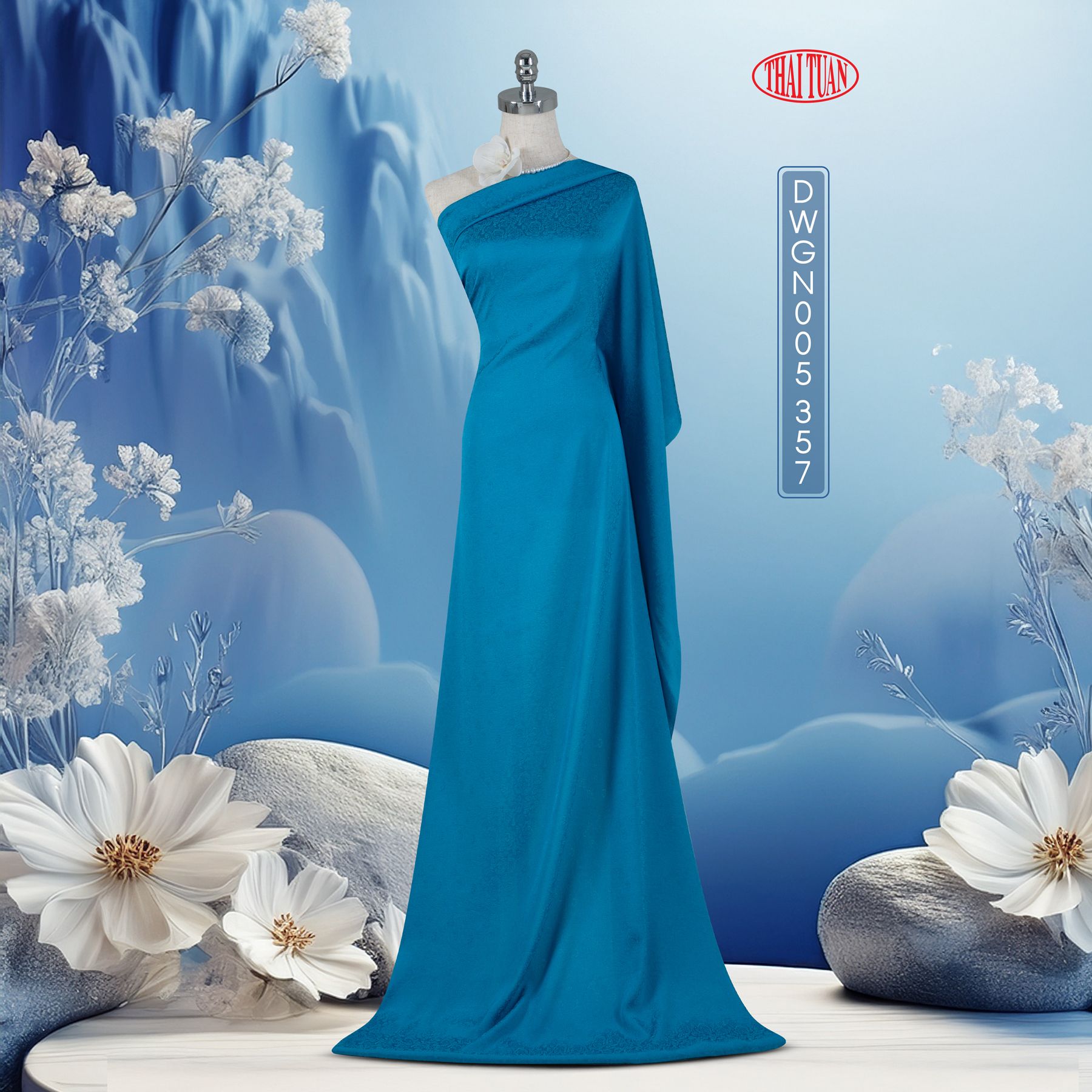 Vải Gấm Ngàn Hoa Màu Xanh 1m15 x 2m5 DWGN005357