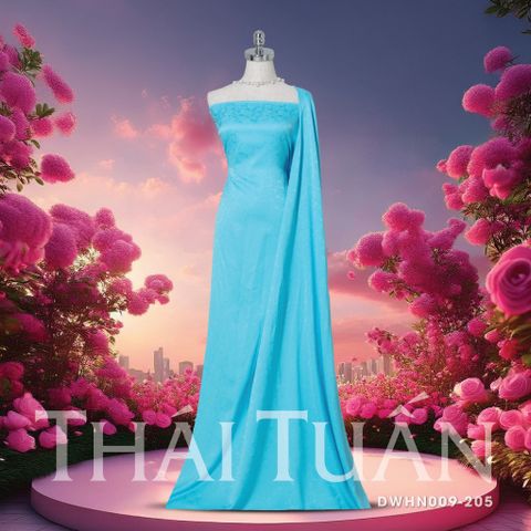 DWHN009-205 Vải Gấm Phù Điêu Màu Xanh Biển Khổ 1m15 x 2m5