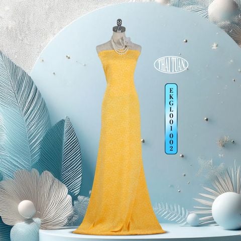 EKGL001-002 Vải Gấm Màu Vàng Hoạ Tiết Hoa Hồng 1m5 x 2m