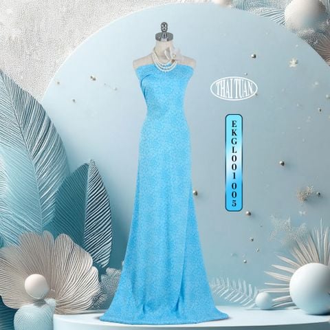 EKGL001-005 Vải Gấm Màu Xanh Hoạ Tiết Hoa Hồng 1m5 x 2m