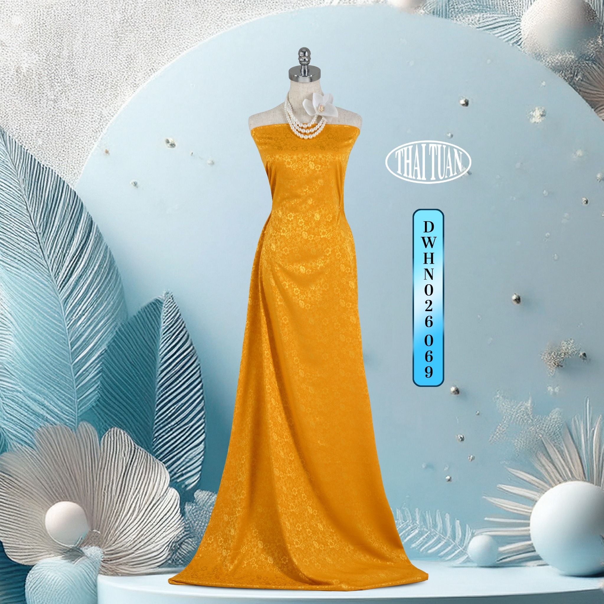 Vải Gấm Phù Điêu Màu Vàng Khổ 1m15 x 2m5 DWHN026069