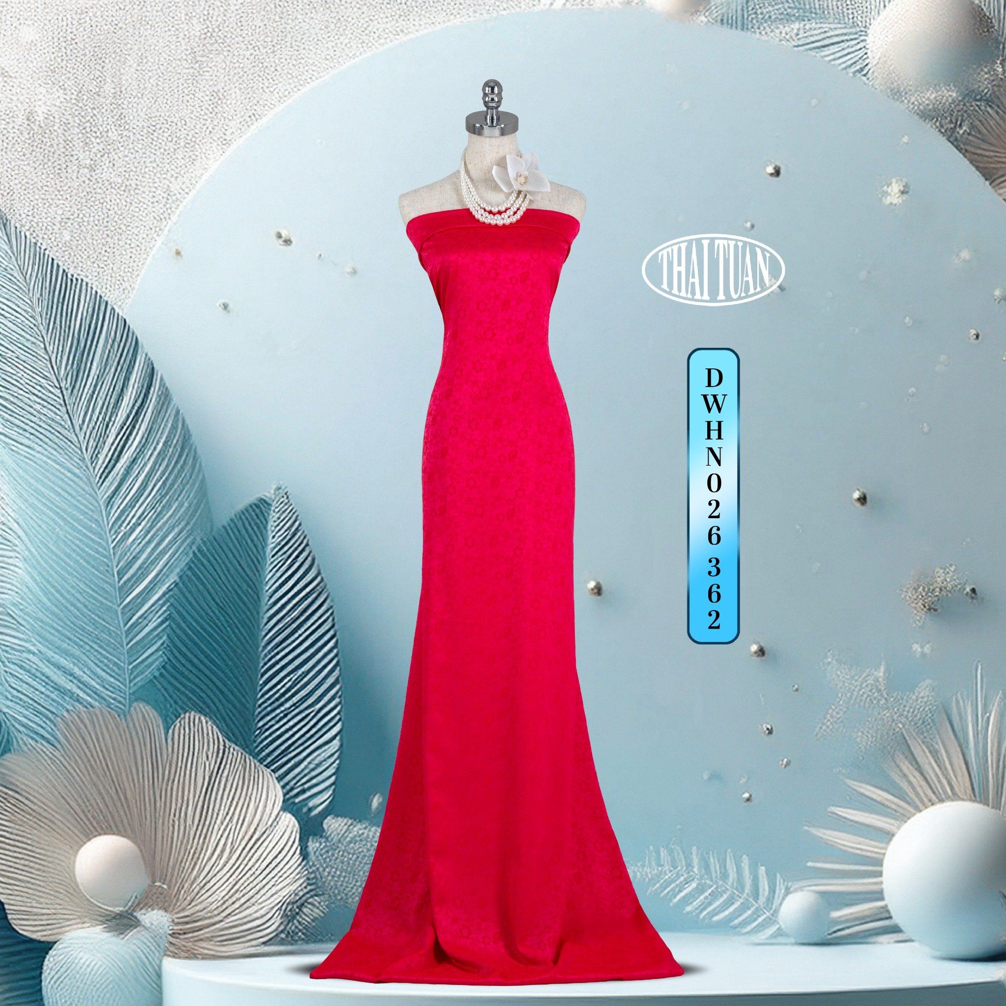 Vải Gấm Phù Điêu Màu Đỏ Khổ 1m15 x 2m5 DWHN026362