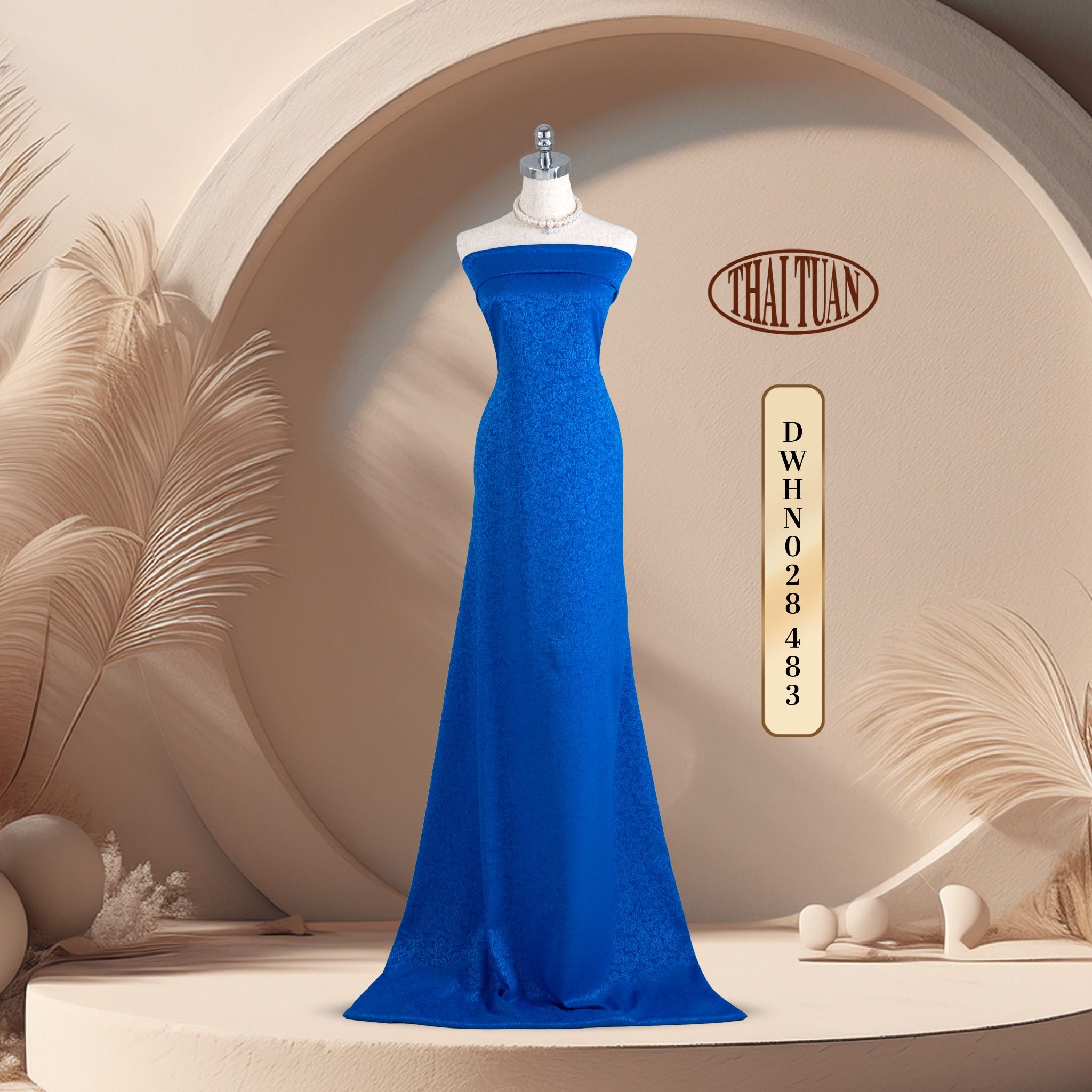 DWHN028483 Vải Gấm Phù Điêu Màu Xanh Dương 1m15 x 2m5