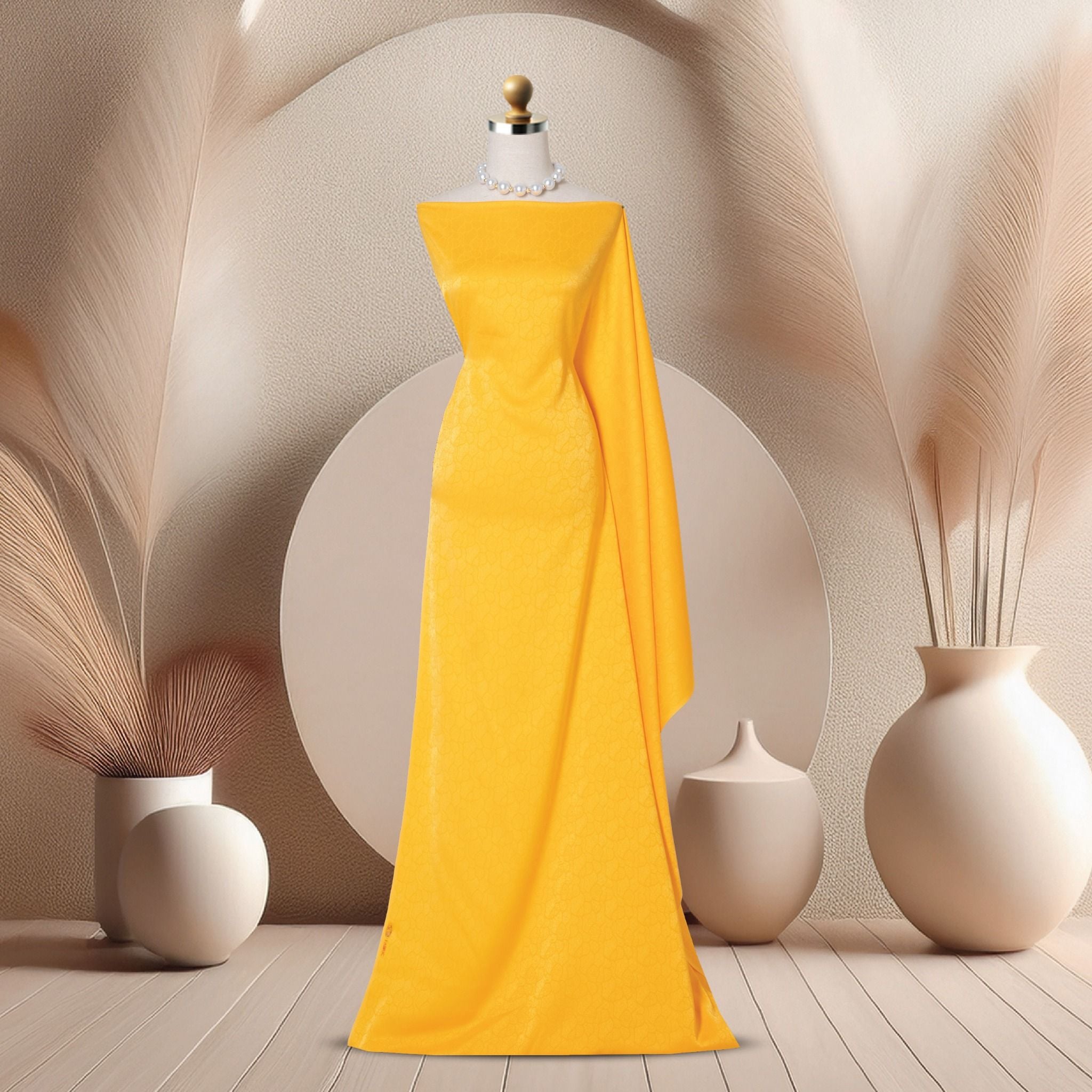 DYQN001002 Vải Gấm Cát Vân Họa Tiết Màu Vàng Khổ 1m15 x 2m5