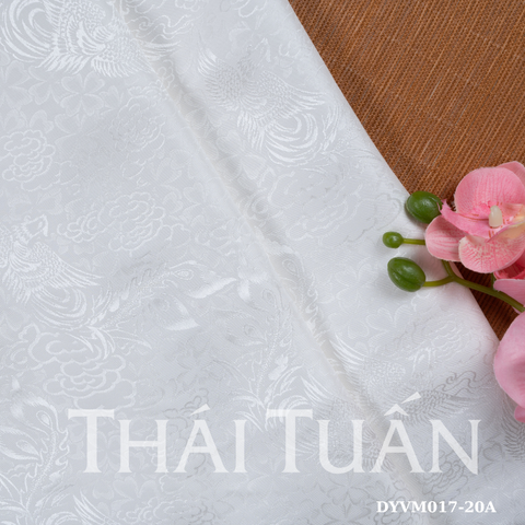 DYVM017-20A Vải Tơ Tằm Phượng Hoàng Màu Trắng