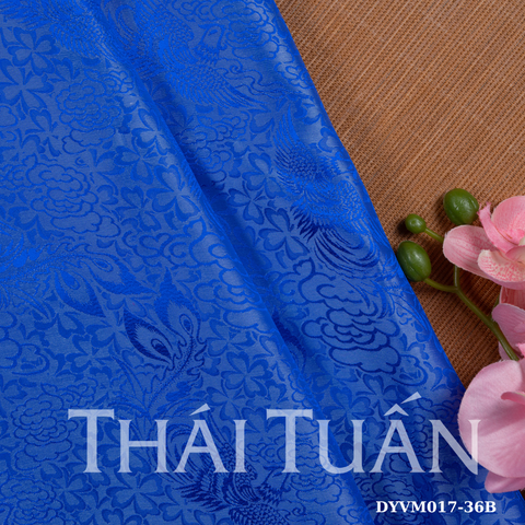DYVM017-36B Vải Tơ Tằm Phượng Hoàng Màu Xanh