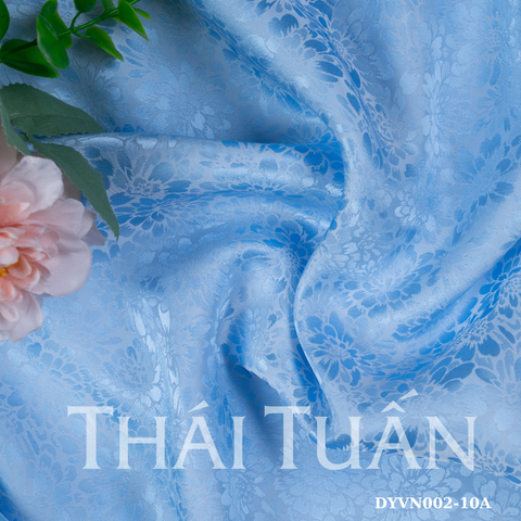 DYVN002-10A Vải Tơ Tằm Cúc Cổ Màu Xanh Nhạt