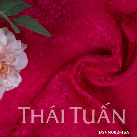 DYVN002-46A Vải Tơ Tằm Cúc Cổ Màu Hồng Đỏ