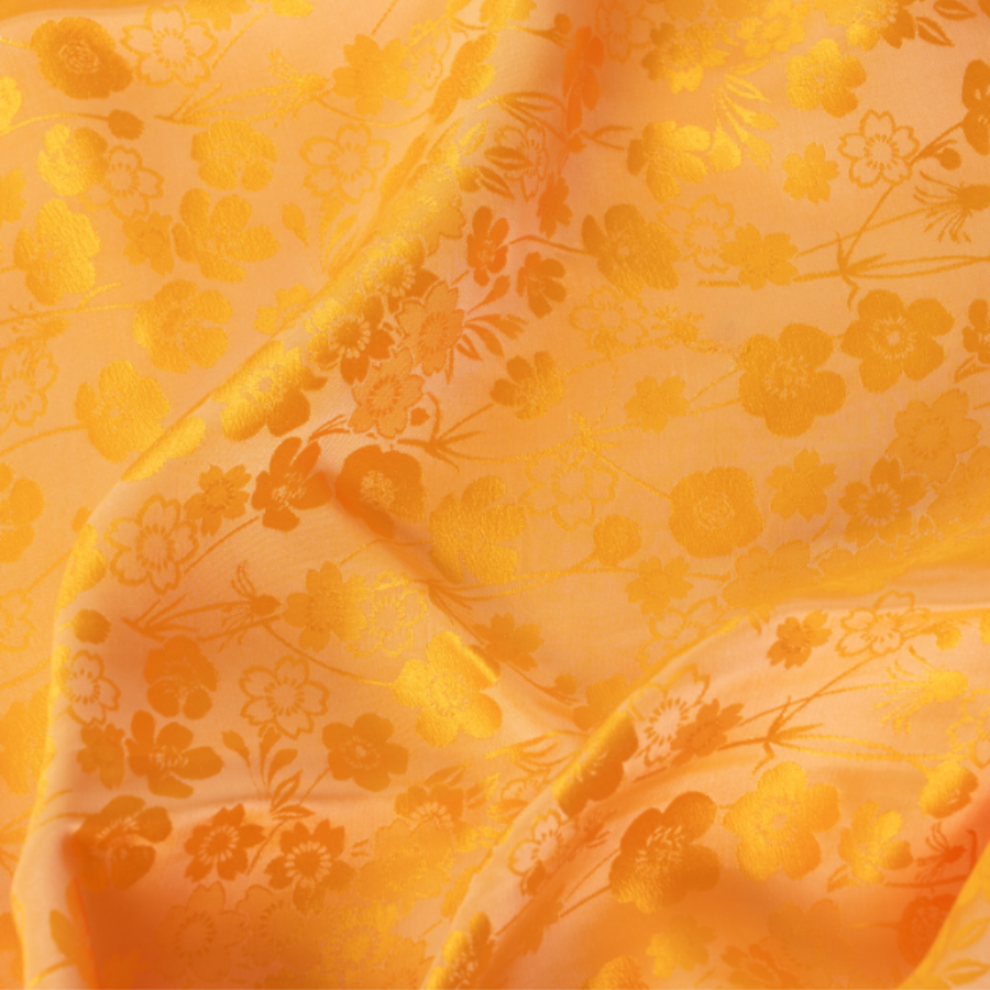 Vải Tơ Tằm Sakura Co Giãn Màu Vàng Khổ 1m15 x 2m5 DYVN03639B