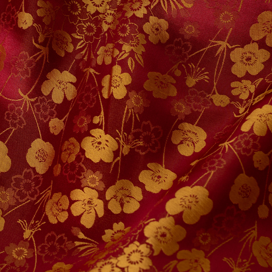 Vải Tơ Tằm Sakura Co Giãn Màu Đỏ Huyết Khổ 1m15 x 2m5 DYVN03639E