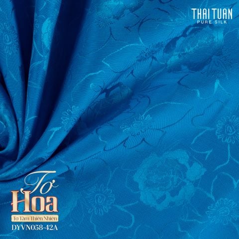 Vải Tơ Tằm Tơ Hoa Co Giãn Màu Xanh Khổ 1m15 x 2m5 DYVN05842A