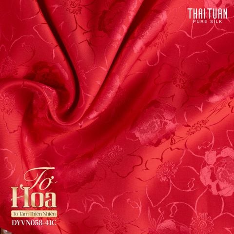 Vải Tơ Tằm Tơ Hoa Co Giãn Màu Đỏ Khổ 1m15 x 2m5 DYVN05841C