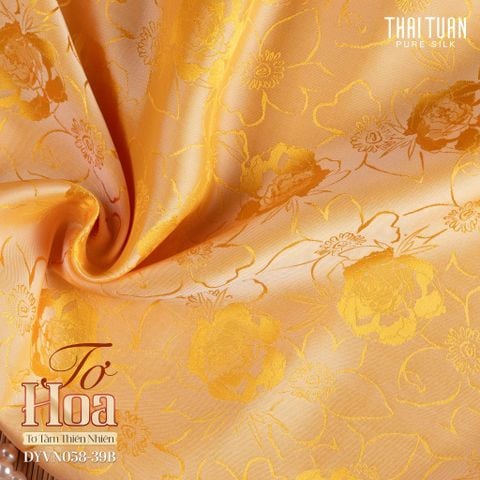 Vải Tơ Tằm Tơ Hoa Co Giãn Màu Vàng Khổ 1m15 x 2m5 DYVN05839B