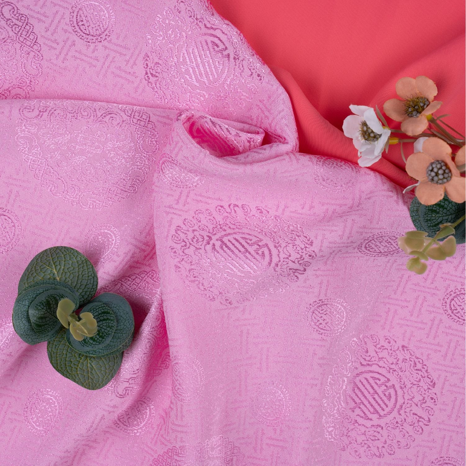 Vải Tơ Tằm Lộc Thọ Màu Hồng Khổ 1m15 x 2m5 EBWN00506A