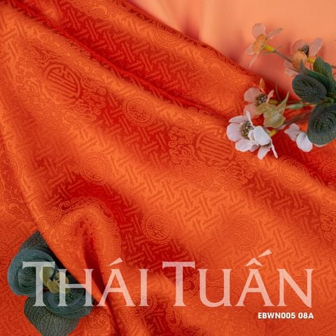 EBWN00508A Vải Tơ Tằm Lộc Thọ Màu Cam Khổ 1m15 x 2m5