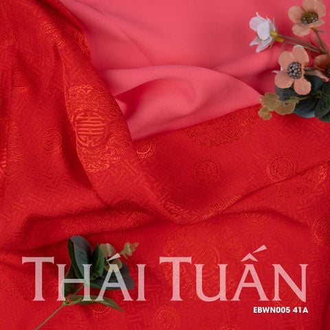 EBWN00541A Vải Tơ Tằm Lộc Thọ Màu Đỏ Khổ 1m15 x 2m5