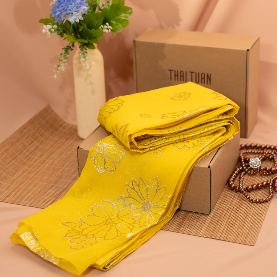 Tơ Tằm Cúc Bạch Kim Màu Vàng Khổ 1m15 x 2m5 ECFN00102H