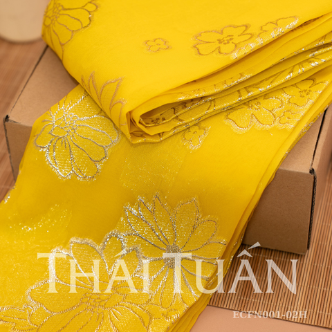 ECFN001-02H Tơ Tằm Cúc Bạch Kim Màu Vàng Khổ 1m15 x 2m5