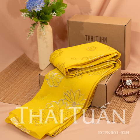 ECFN001-02H Tơ Tằm Cúc Bạch Kim Màu Vàng Khổ 1m15 x 2m5