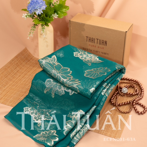 Tơ Tằm Cúc Bạch Kim Màu Xanh Khổ 1m15 x 2m5 ECFN00163A