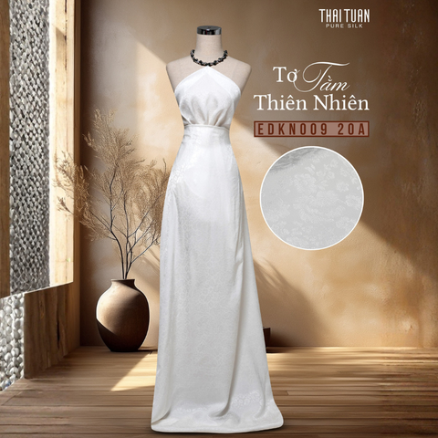 Vải Tơ Tằm Hoa Lá Màu Trắng Sang Trọng 1m15x2m5 EDKN00920A