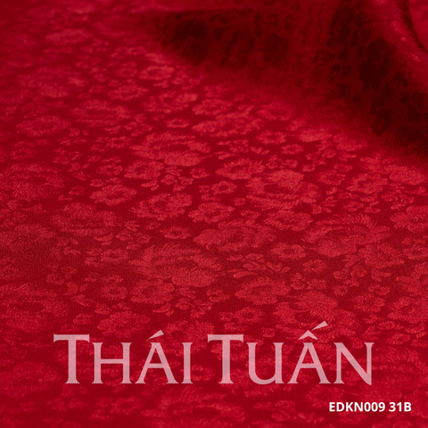 Vải Tơ Tằm Hoa Lá Màu Đỏ Đô Sang Trọng 1m15x2m5 EDKN00931B