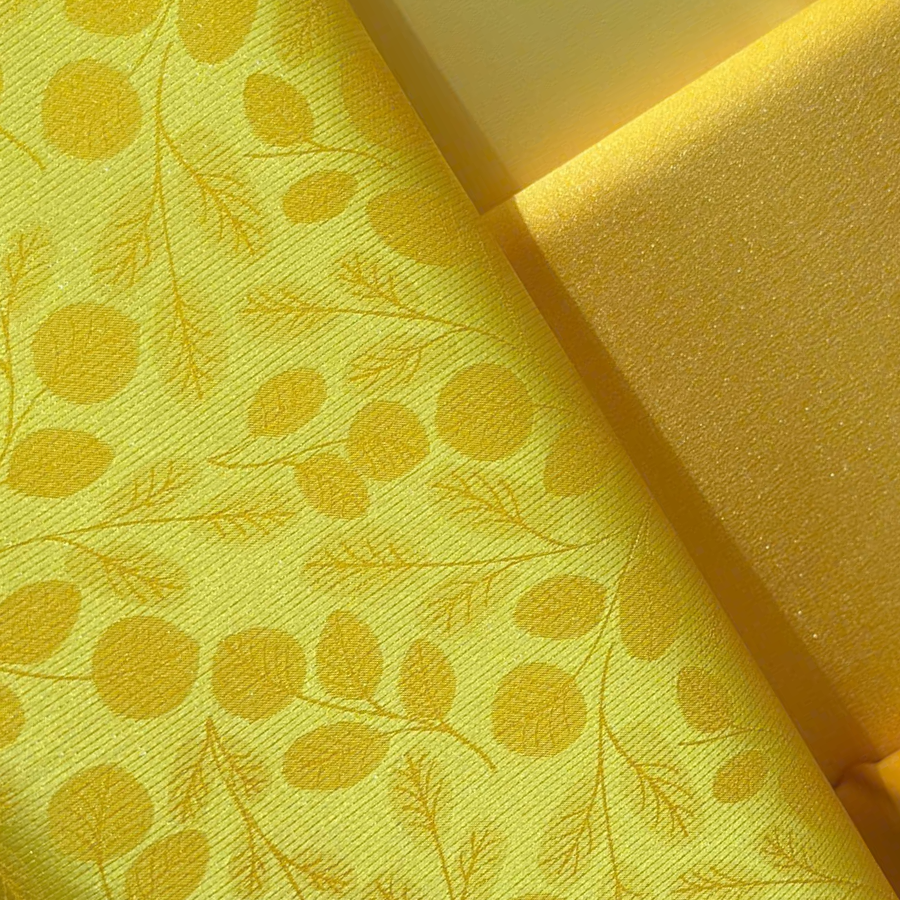 Gấm Hoa Co Giãn Màu Vàng Khổ 1m15 x 2m4 EHPN001039