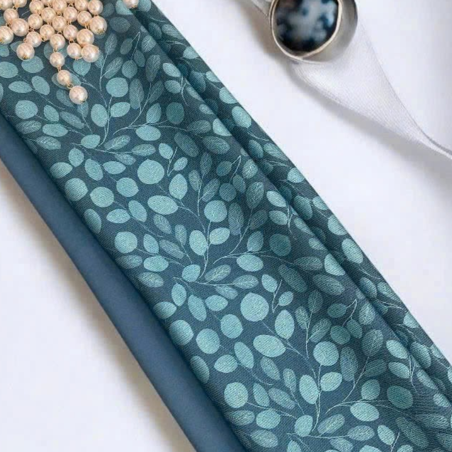 Gấm Hoa Co Giãn Màu Xanh Khổ 1m15 x 2m4 EHPN001053