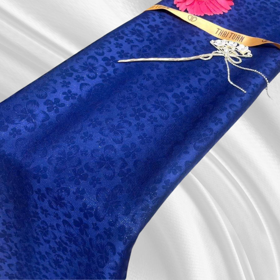 EIBN004-053 Vải Gấm Hoa Diamond Màu Xanh Đậm Khổ 1m15 x 2m5