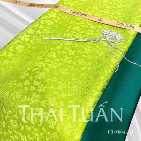 EIBN004244 Vải Gấm Hoa Diamond Màu Xanh Mạ Khổ 1m15 x 2m5