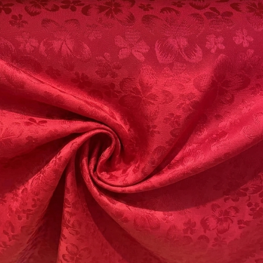 Vải Gấm Hoa Diamond Màu Đỏ Tươi Khổ 1m15x2m5 EIBN004341