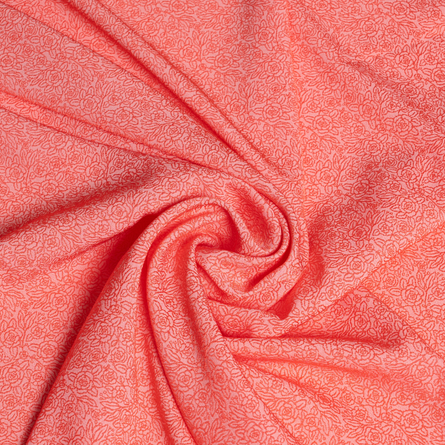 Vải Gấm Hoa Màu Hồng Cam Khổ 1m15 x 2m5 EIQN002007