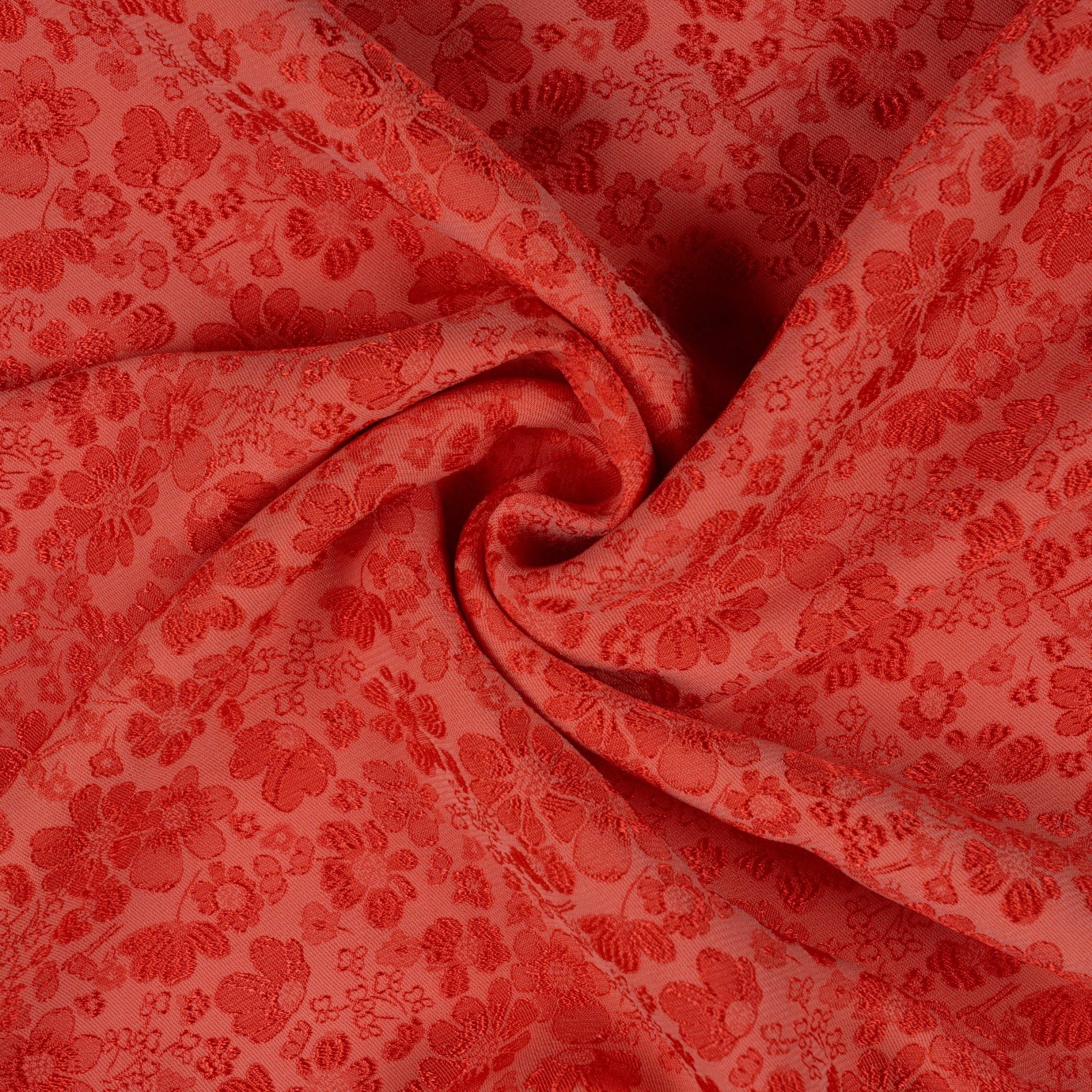 EKDL001-008 Vải Gấm Hoa Co Giãn Màu Cam Đậm Khổ 1m5 x 2m