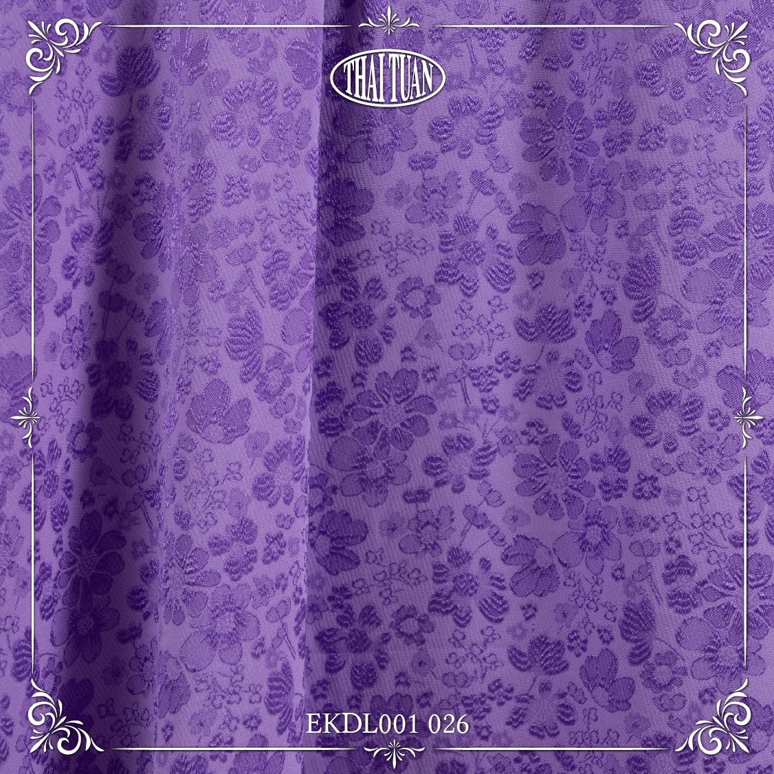 Vải Gấm Màu Tím Họa Tiết Hoa Khổ 1m5 x 2m EKDL001026