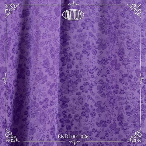 Vải Gấm Màu Tím Họa Tiết Hoa Khổ 1m5 x 2m EKDL001026