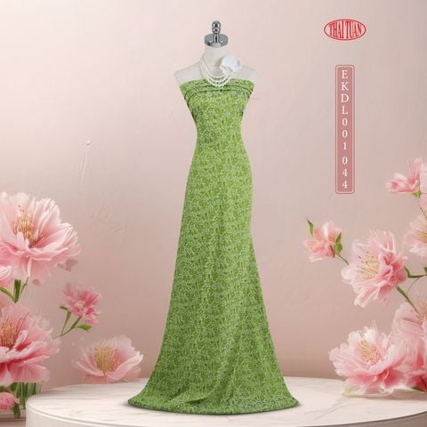 EKDL001-044 Vải Gấm Màu Xanh Cốm Họa Tiết Hoa Khổ 1m5 x 2m