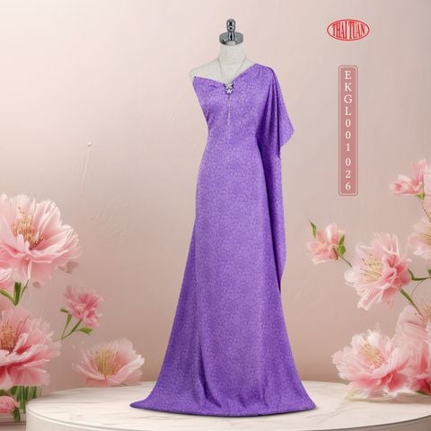 EKGL001-026 Vải Gấm Màu Tím Hoạ Tiết Hoa Hồng 1m5 x 2m