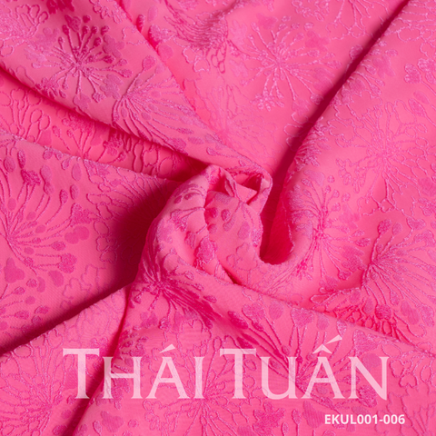 Vải Gấm Nhung Hoa Màu Hồng Khổ 1m5 x 2m EKUL001006