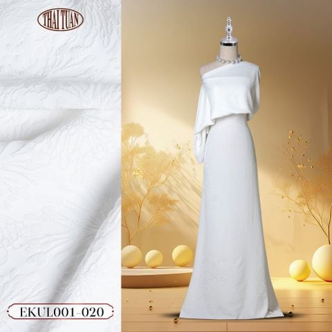 Vải Gấm Nhung Hoa Màu Trắng Khổ 1m5 x 2m EKUL001020