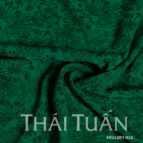 Vải Gấm Nhung Hoa Màu Xanh Lá Khổ 1m5 x 2m EKUL001024