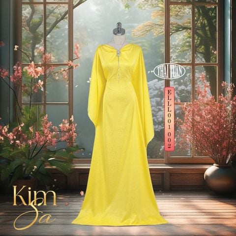 ELLL001-002 Vải Gấm Kim Sa Màu Vàng 1m5 x 2m