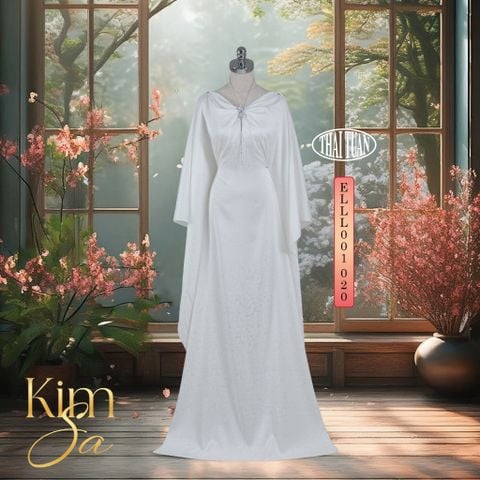 ELLL001-020 Vải Gấm Kim Sa Màu Trắng 1m5 x 2m