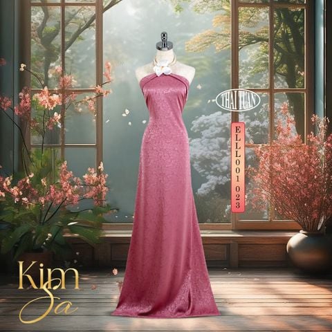 ELLL001-023 Vải Gấm Kim Sa Màu Hồng Nhạt 1m5 x 2m
