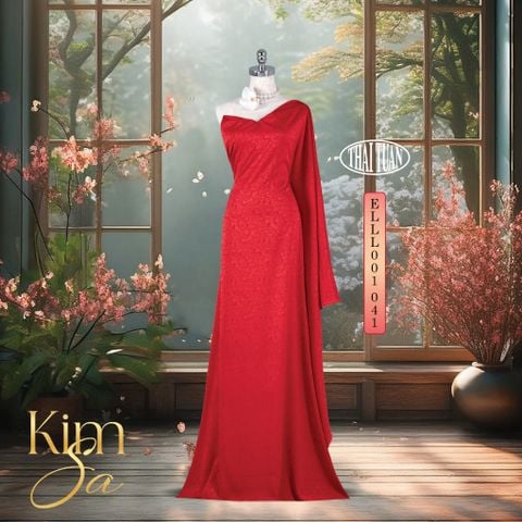 ELLL001-041 Vải Gấm Kim Sa Màu Đỏ Tươi 1m5 x 2m